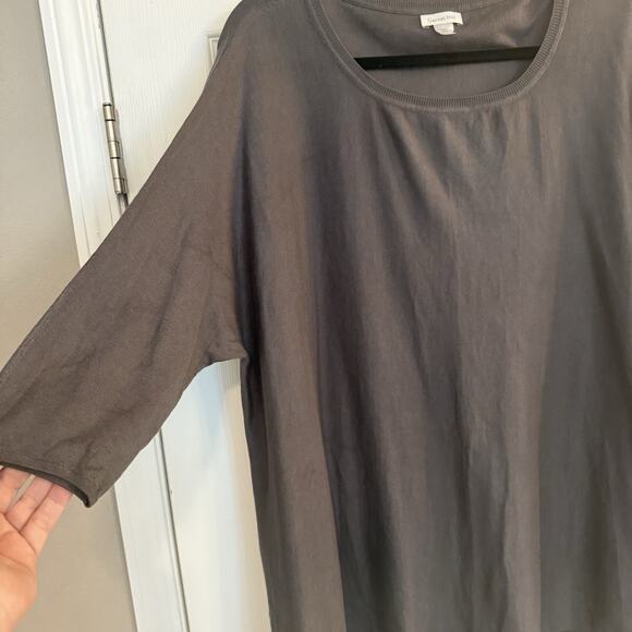 Garnet Hill Sweater Top Women’s LG Gray Silk Blend Lagenlook Oversized Dolman - Picture 3 of 11